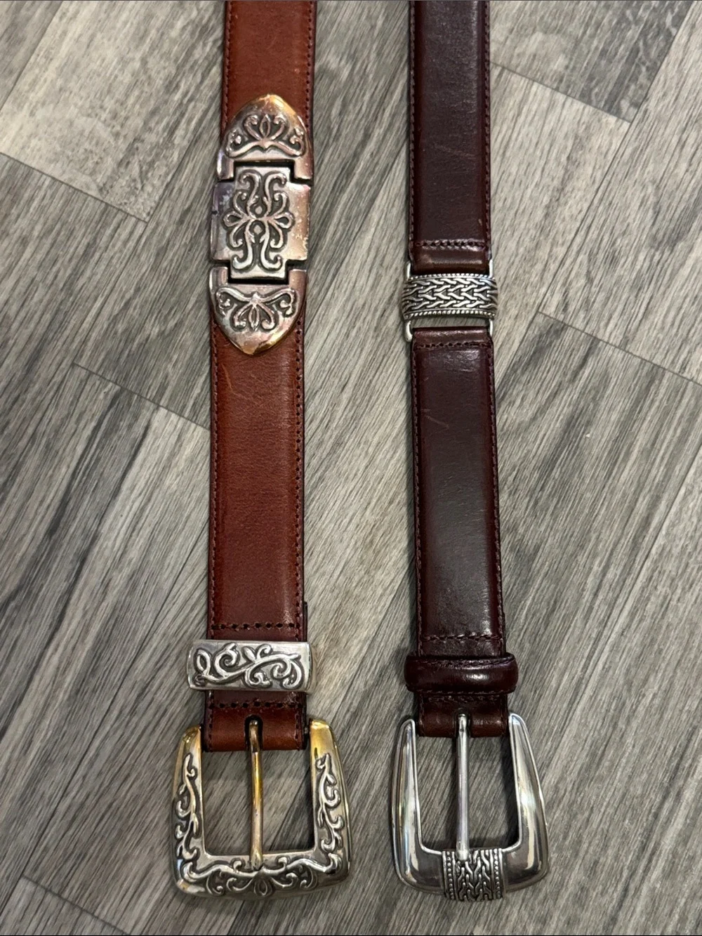 Bundle of 2 Fossil leather belts women’s sz L